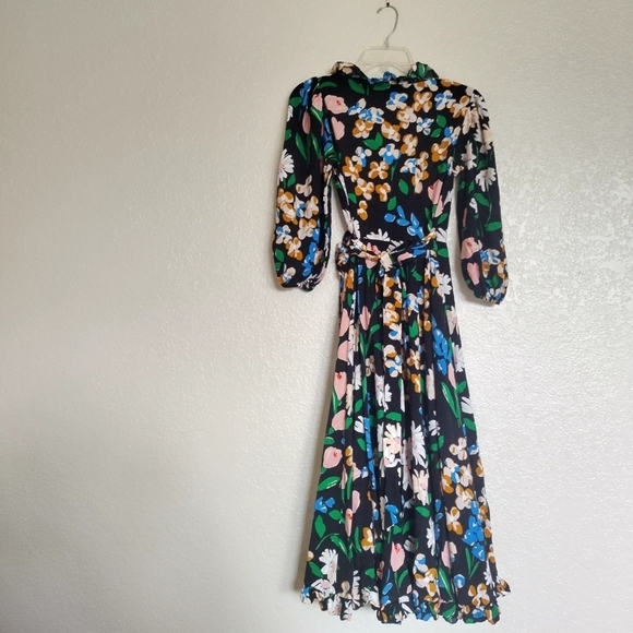 Kate Spade Meadow Wrap floral midi Dress sz Xs - Picture 8 of 9
